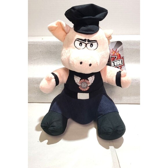 NWT Born Free Ride Free Plush Pig w/ Hat Jumpsuit 14" Motorcycle - Picture 1 of 4